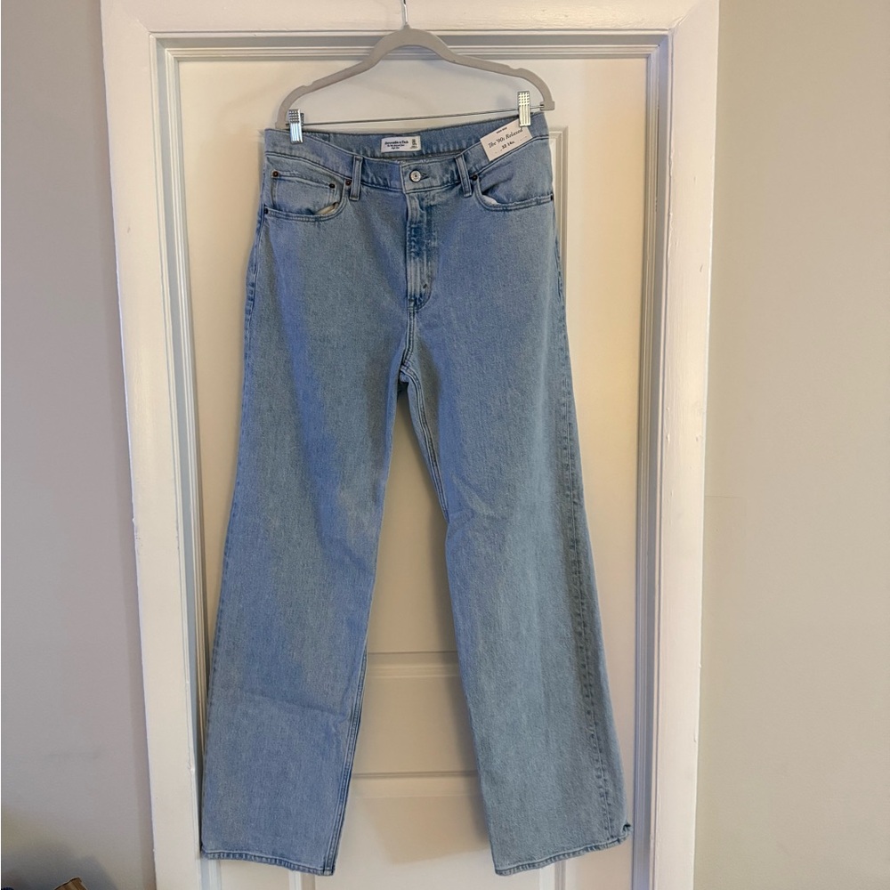 Abercrombie & Fitch Light Blue 90s Relaxed Jean High Rise, Extra Long